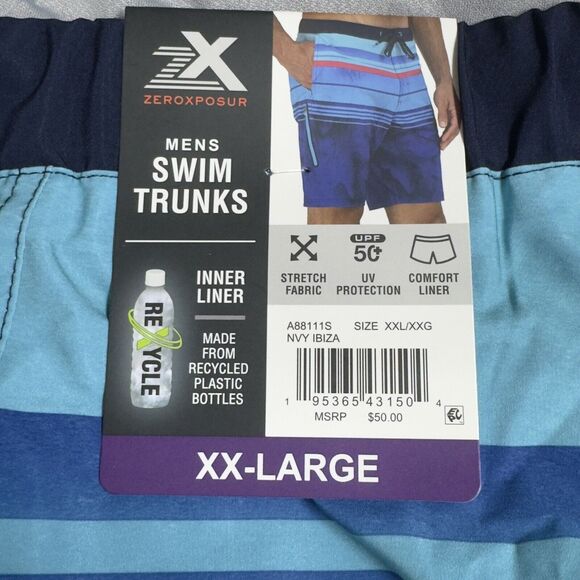 ZeroXposur Men's UPF 50+ Quick Dry Swim Trunks Navy Ibiza Size XXL - Picture 7 of 8